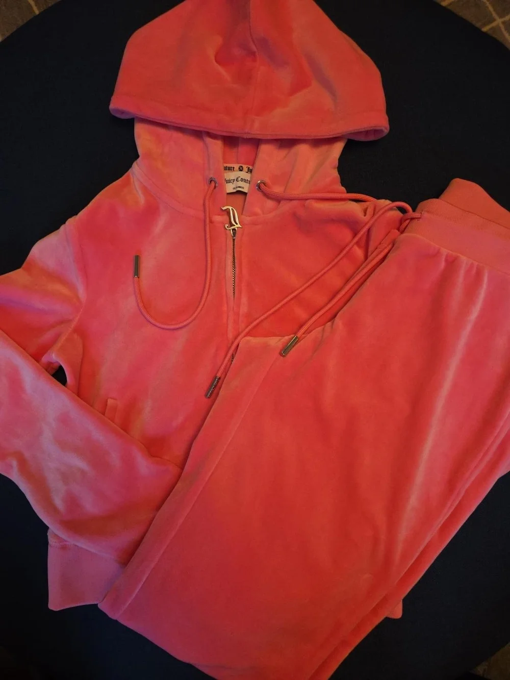 Juicy Couture Pink Velour Rhinestone Tracksuit Set XS Y2K Hoodie Pants